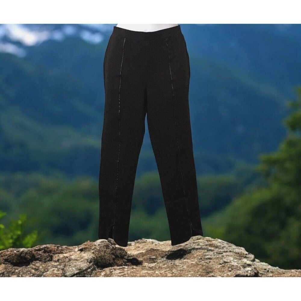 Joan Vass Womens Leggings Size M Black Mid Rise Tapered Leg - Picture 5 of 12